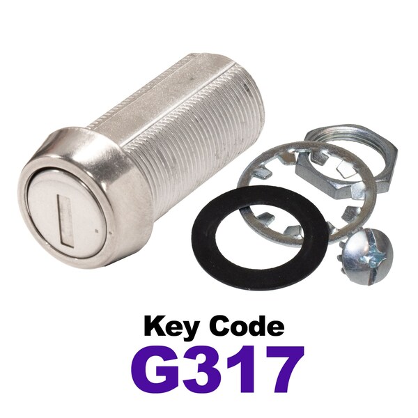 Global RV SS Compartment Lock, Cam/Blade Style, 1-3/8in Threaded Barrel, Keyed to G317, Blades not Included CLB-317-138-SS - main